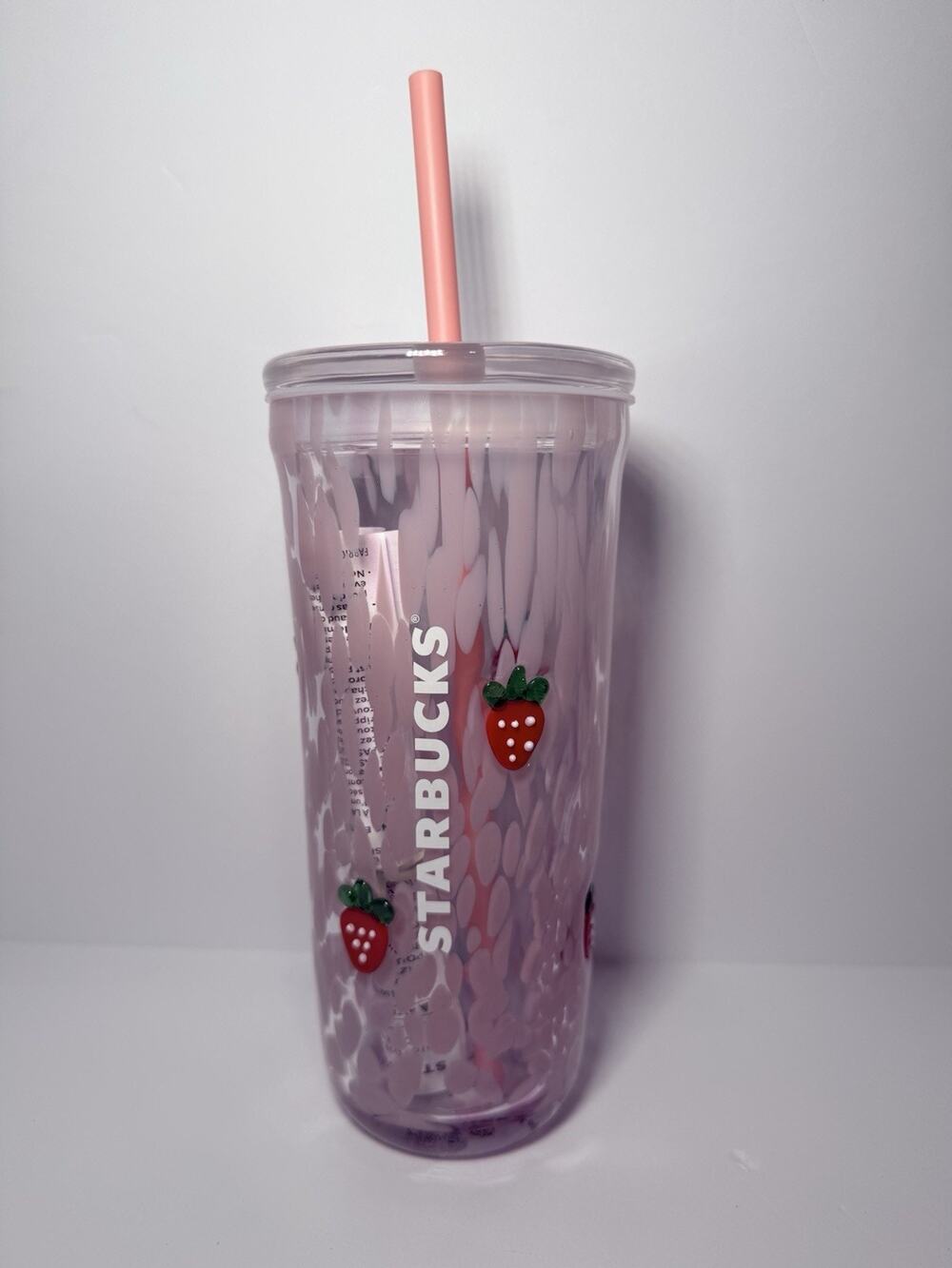 AUTHENTIC Starbucks PINK VIBES PINK DRINK Strawberry Glass 16oz Cold Cup NWT